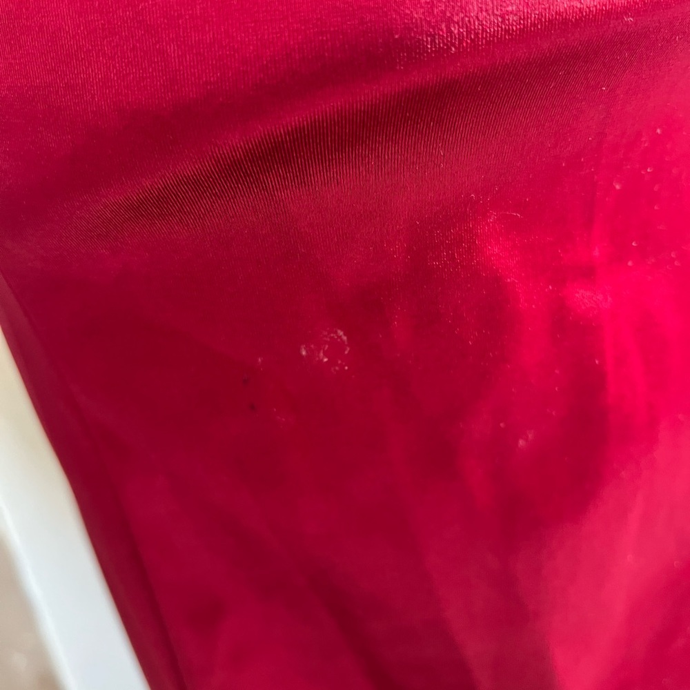 SLIT THIGH DRAPED SIDE BUSTIER SATIN BURGUNDY DRESS - Picture 5 of 13